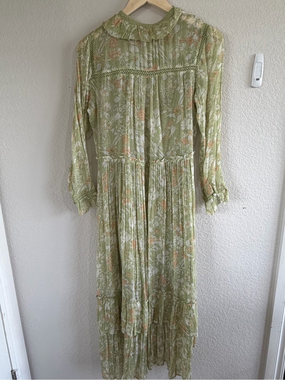 Anthropologie Sage Green Floral Ruffle Maxi Dress - Picture 2 of 4